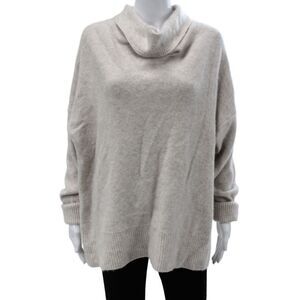 Vince Women Pullover Cashmere Cowl Neck Long Sleeve Beige Sweater Size 3XL